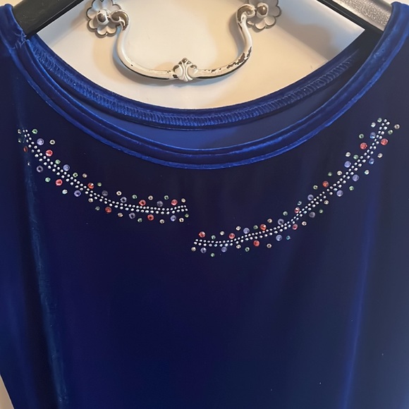 Royal Blue Figure Skating Dress with Tiny, Multi-Color Crystal Accents - Picture 2 of 5